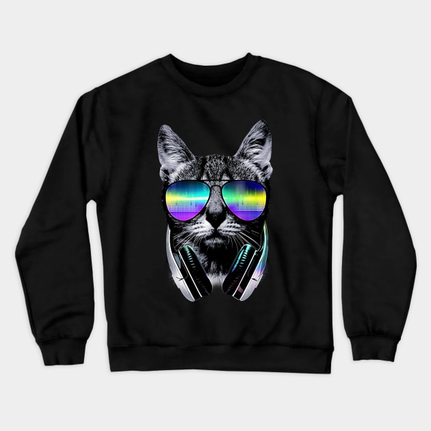 Music lover cat Crewneck Sweatshirt by clingcling